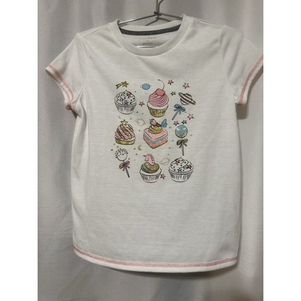 BCBG GIRLS Cupcake Unicorn Graphic T-Shirt M (10/12) White Flame Resistant